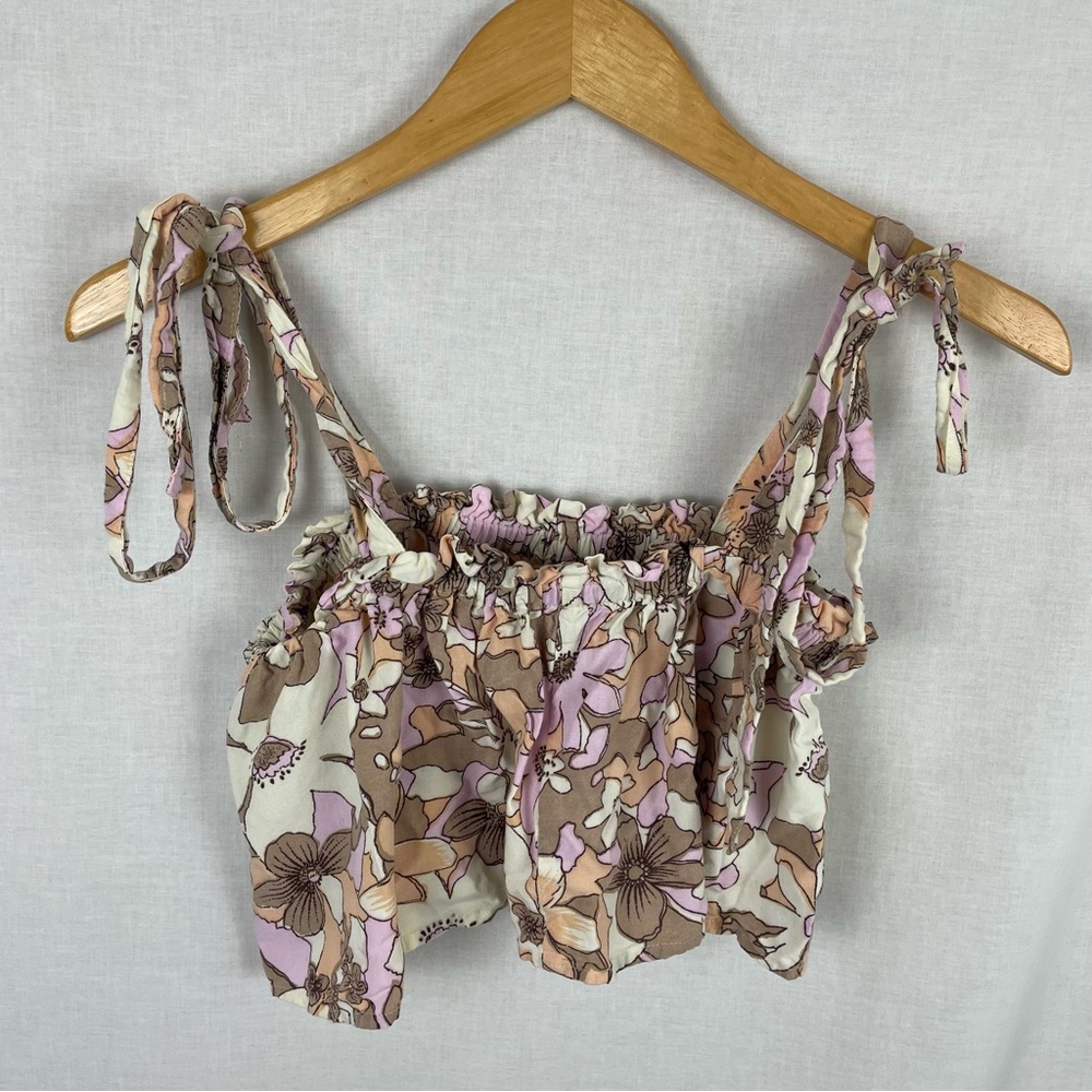 For Love And Lemons Renata Tank Top Tan Floral XS